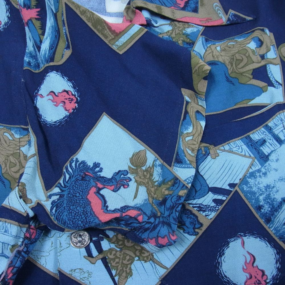 ドライボーンズ どろろ アロハ シャツ 開襟 手塚治虫 ネイビー系 XS【中古】