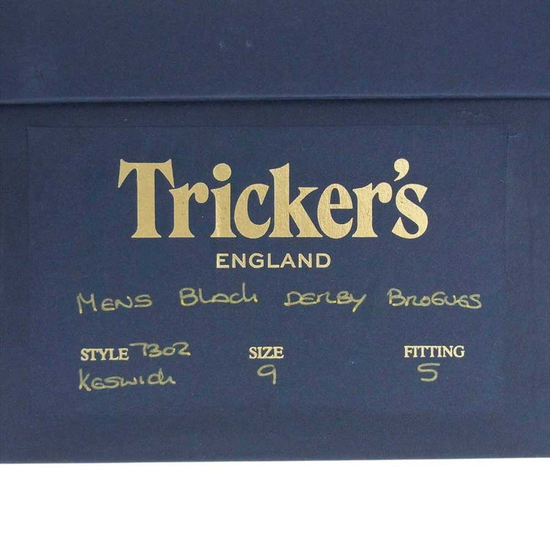 Tricker's トリッカーズ 7302 DERBY BROGUES KESWICK ケスウィック ダービーブローグス ウィングチップ ドレスシューズ ブラック系 US9【中古】