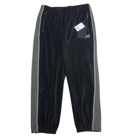 Needles ニードルス 22AW LQ473 SP ZIP TRACK PT C/PE VELOUR ベロア ジップ トラック パンツ チャコール系 L【新古品】【未使用】【中古】
