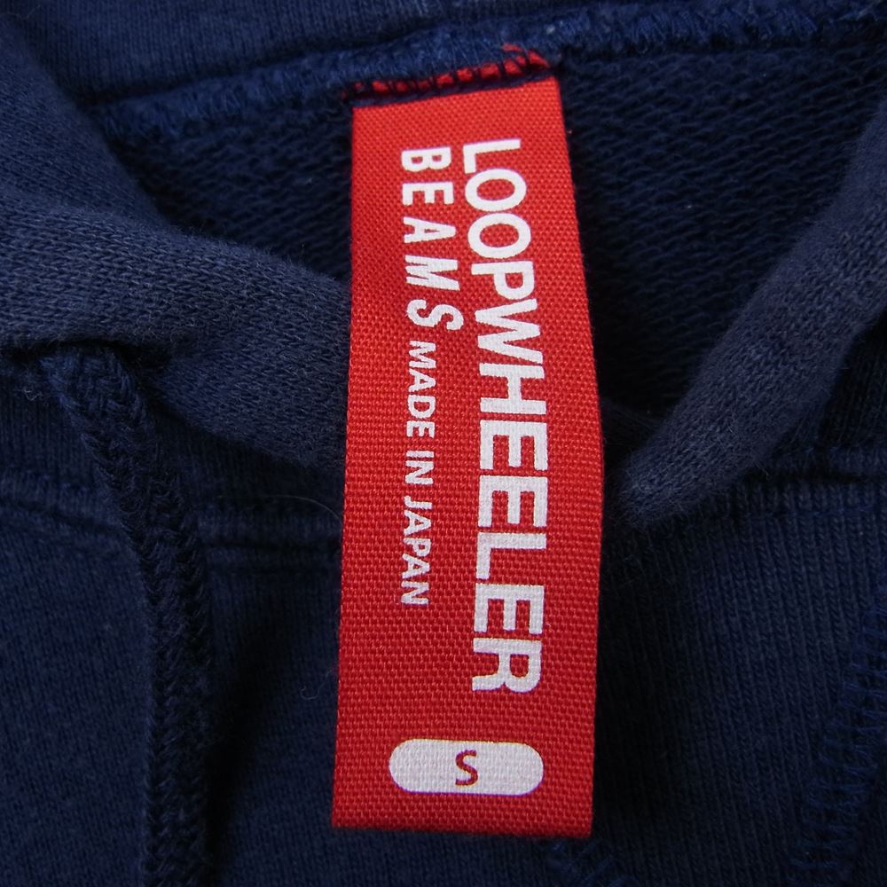 LOOPWHEELER ループウィラー BEAMS ビームス ワンポイント ロゴ 刺繍 パーカー ネイビー系 S【中古】