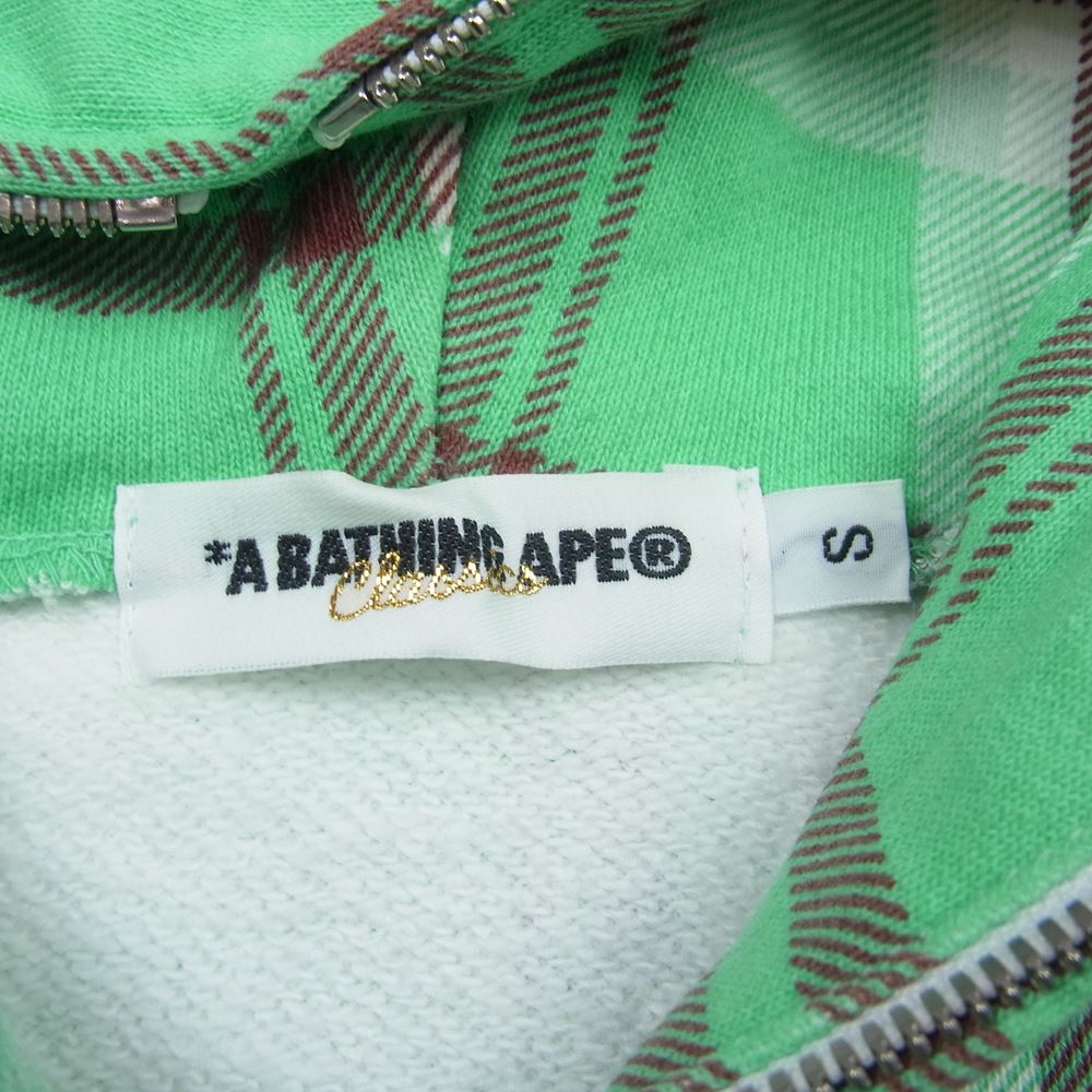 A BATHING APE アベイシングエイプ チェック ジップ パーカー グリーン