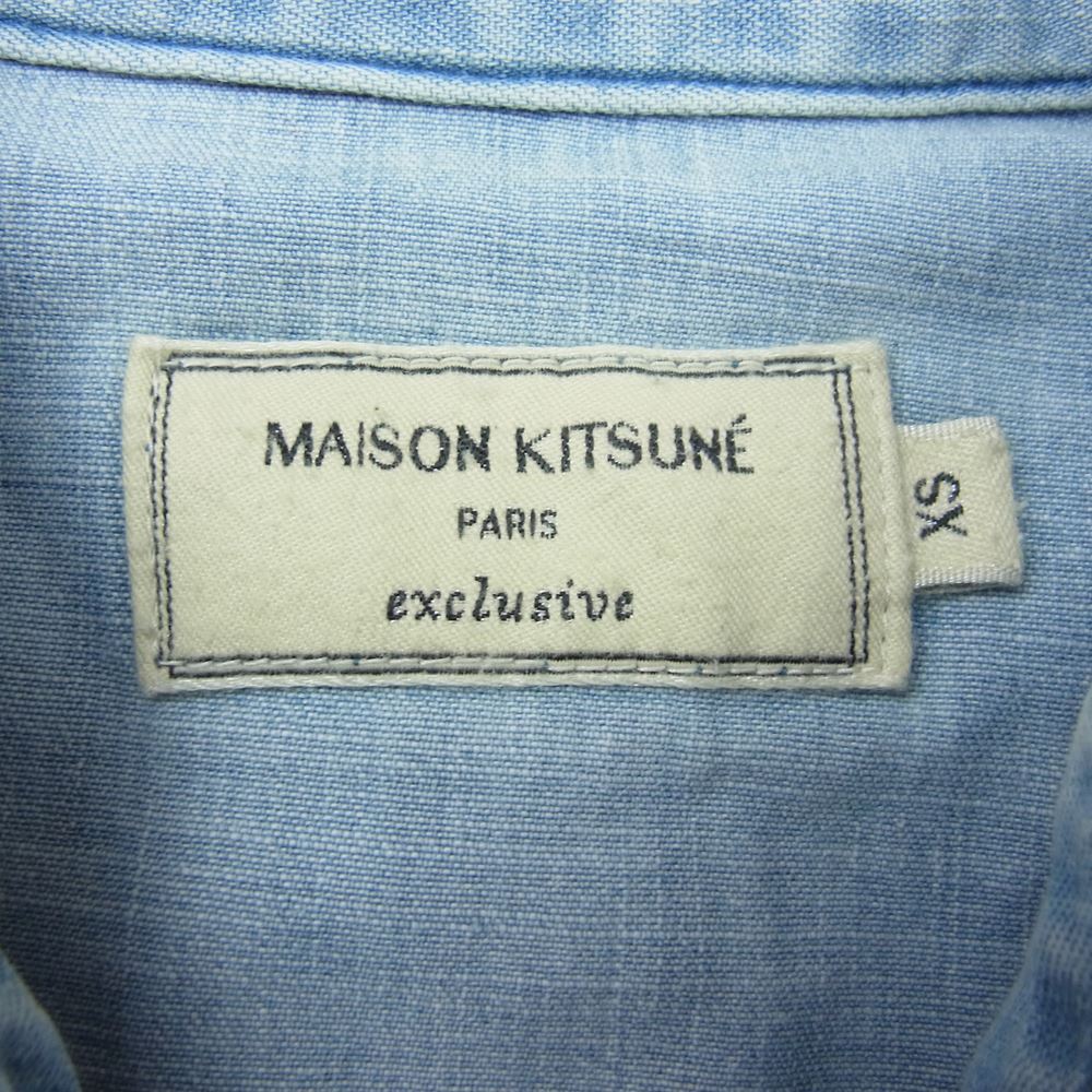MAISON KITSUNE メゾンキツネ KMH-39010-A ロゴ刺繍 ウエスタン デニム シャツ インディゴブルー系 XS【中古】