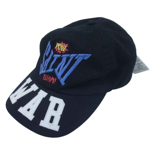 セントマイケル 21AW SM-A21-0000-043 CAP_WAR  ロゴ刺繍 ツイル 6パネル キャップ ブラック系【中古】