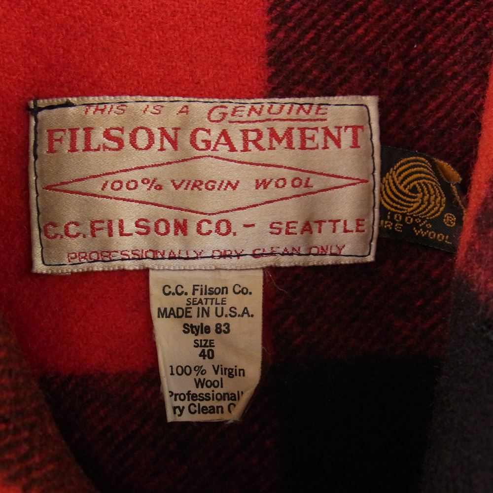 FILSON フィルソン USA製 GARMENT ダブル マッキーノ クルーザー ジャケット レッド系 40【中古】