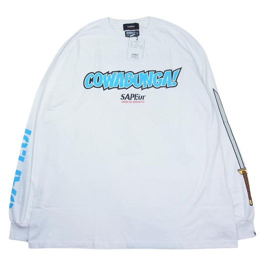 サプール A0022-077 TURTLES タートルズ プリント Tシャツ 長袖 ホワイト系 XXL【新古品】【未使用】【中古】