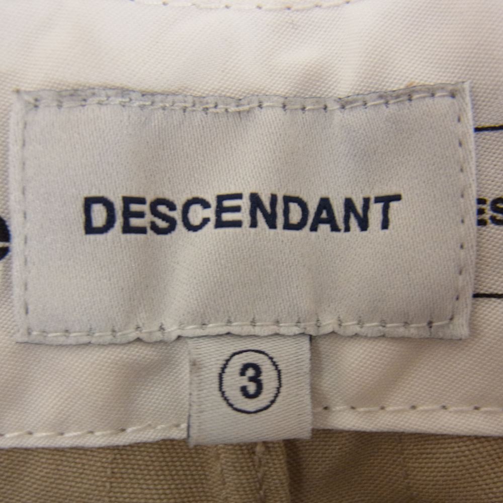 DESCENDANT ディセンダント DC-3 WIDE TUCK TROUSERS ワイド タック チノ トラウザー パンツ ベージュ系 3【中古】