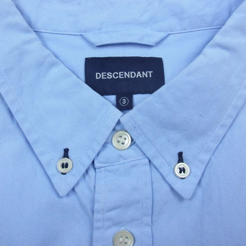 DESCENDANT ディセンダント カシャロ刺繍 オックスフォード ボタンダウン 長袖 シャツ ブルー系 3【中古】