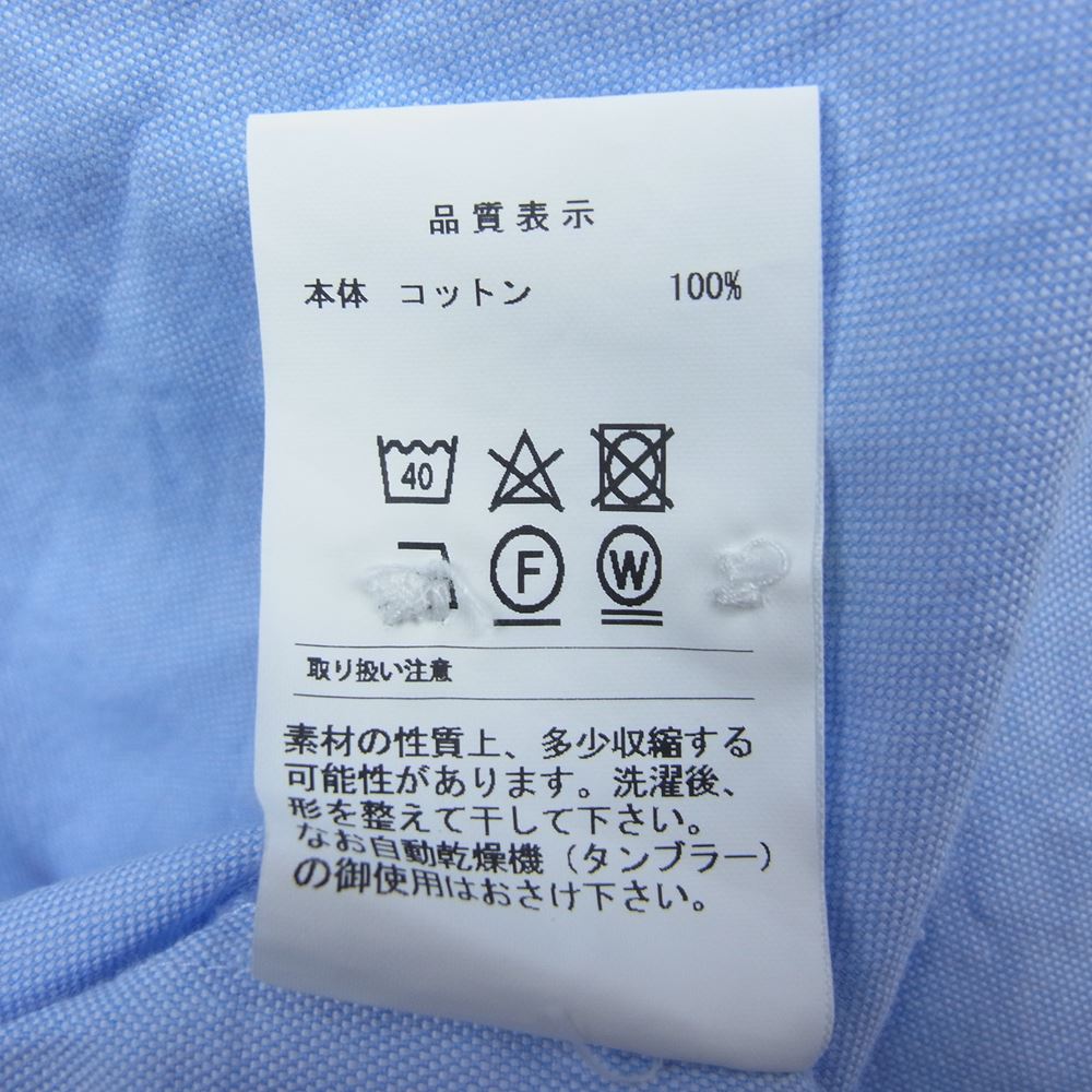 DESCENDANT ディセンダント カシャロ刺繍 オックスフォード ボタンダウン 長袖 シャツ ブルー系 3【中古】
