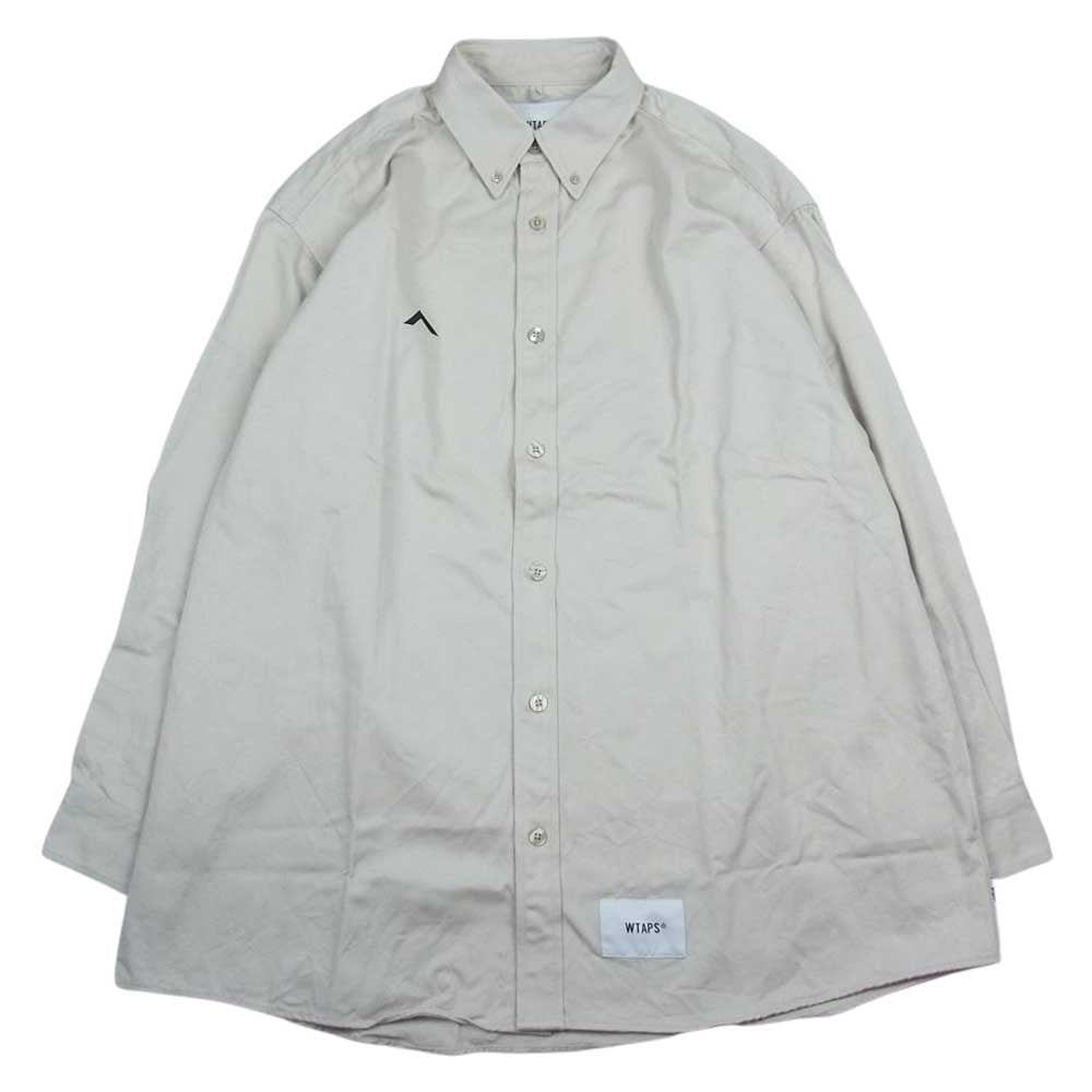 WTAPS ダブルタップス 22SS 221GWDT-SHM01  BD 01/LS/COTTON.TWILL  ボタンダウン 長袖 シャツ ベージュ系 2【中古】