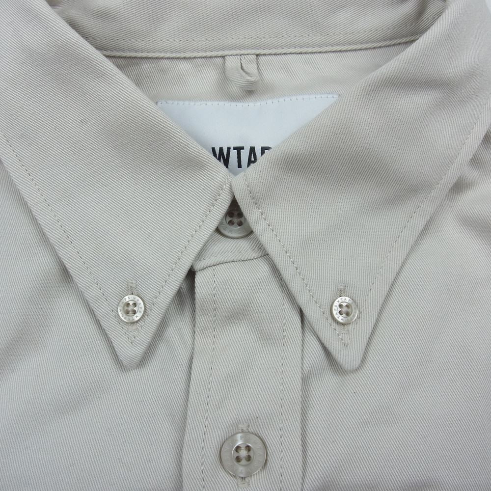 WTAPS ダブルタップス 22SS 221GWDT-SHM01  BD 01/LS/COTTON.TWILL  ボタンダウン 長袖 シャツ ベージュ系 2【中古】