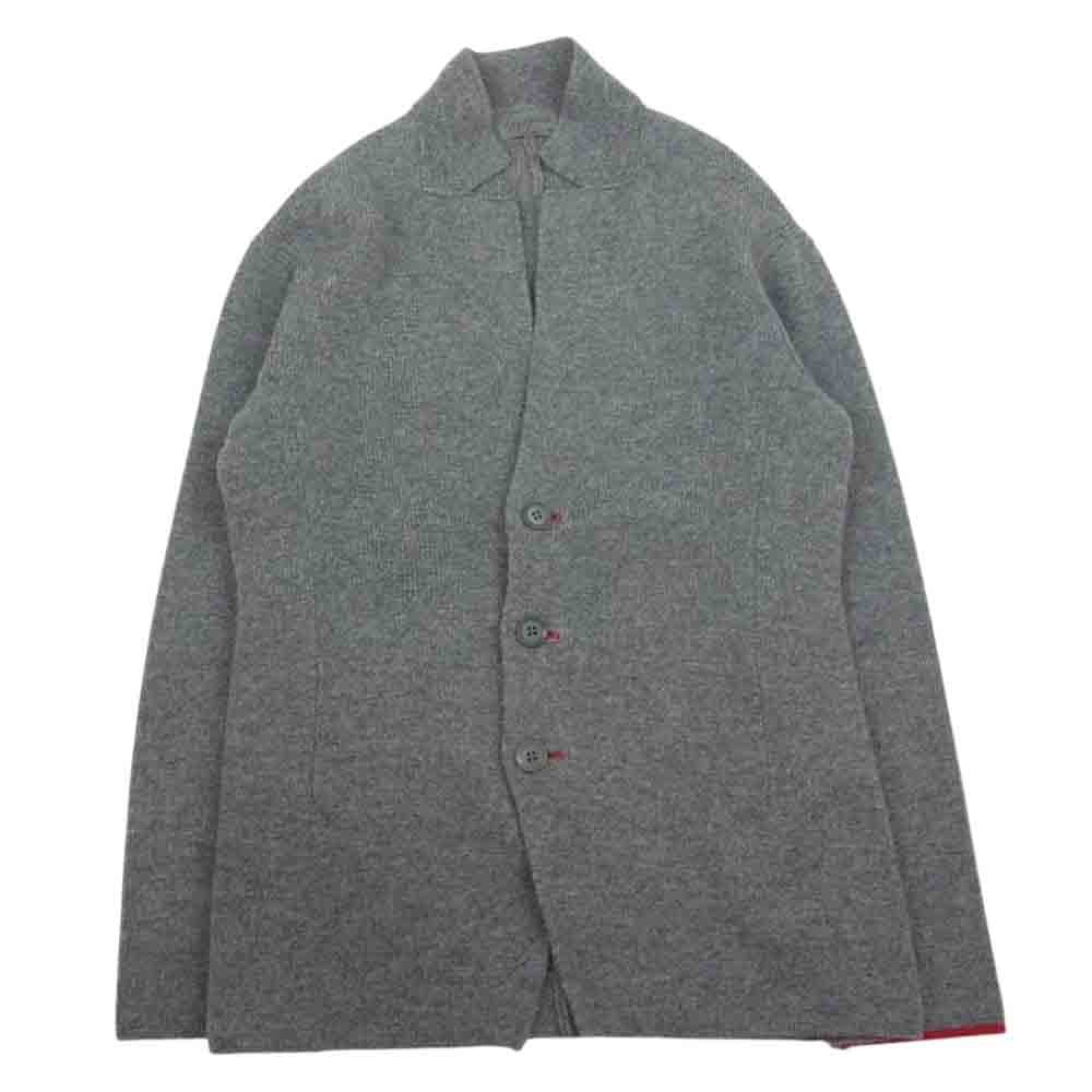 Yohji Yamamoto POUR HOMME ヨウジヤマモトプールオム 17AW HK-K97-192 リブ ライン ウール ニット テーラードジャケット グレー グレー系 3【中古】