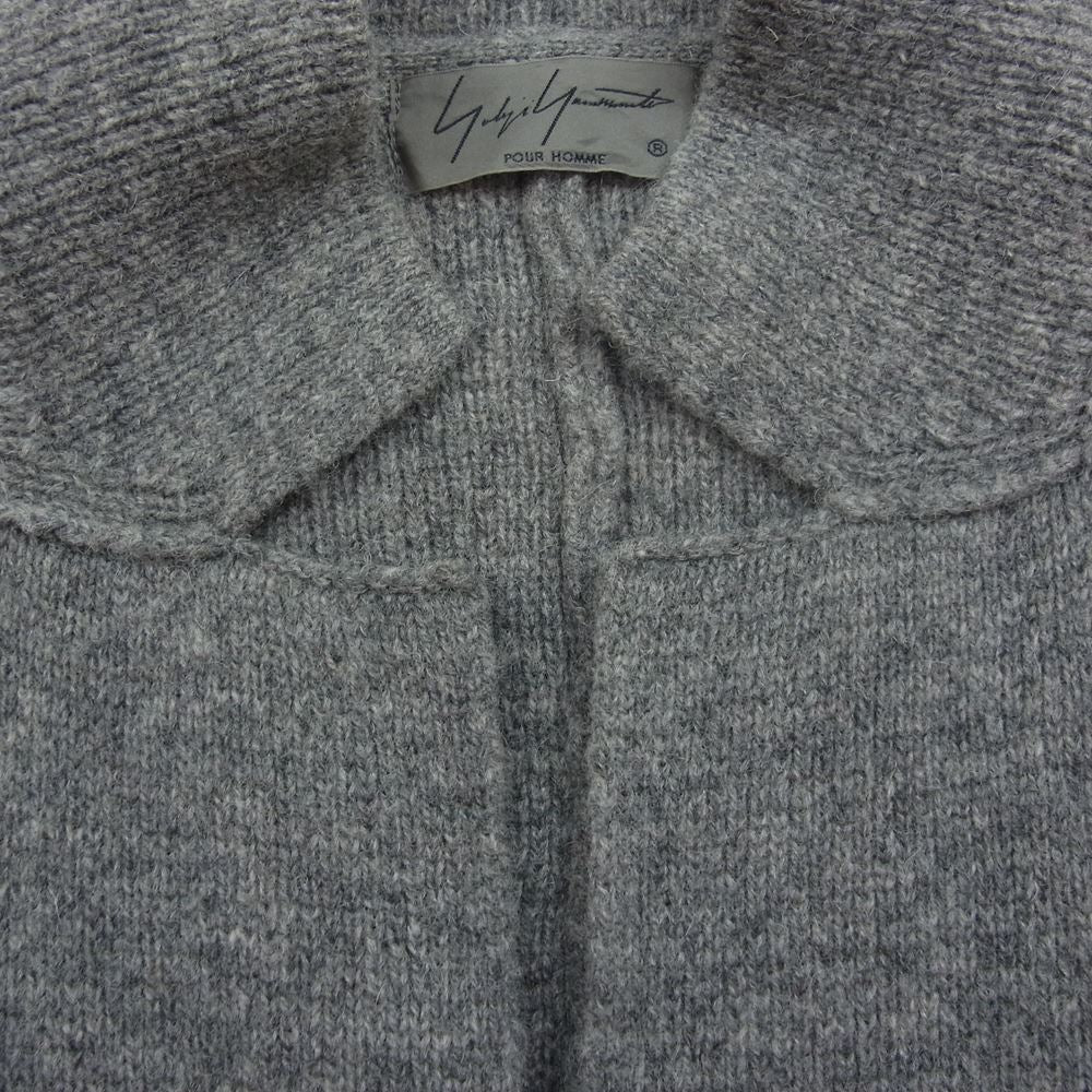 Yohji Yamamoto POUR HOMME ヨウジヤマモトプールオム 17AW HK-K97-192 リブ ライン ウール ニット テーラードジャケット グレー グレー系 3【中古】