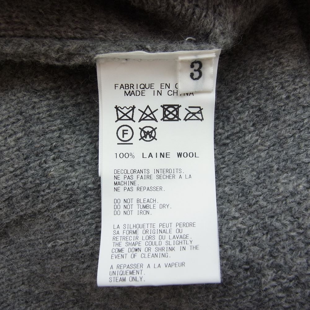 Yohji Yamamoto POUR HOMME ヨウジヤマモトプールオム 17AW HK-K97-192 リブ ライン ウール ニット テーラードジャケット グレー グレー系 3【中古】