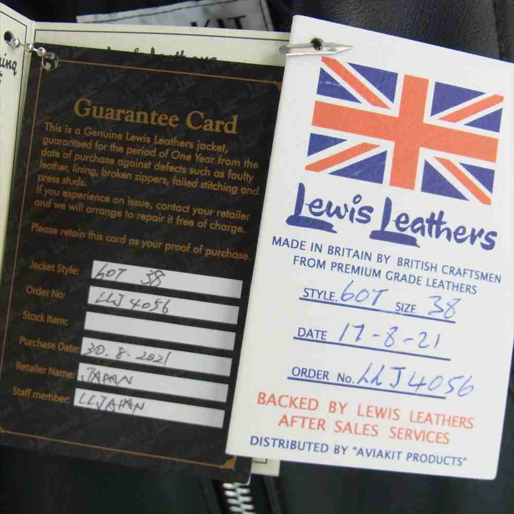 Lewis Leathers ルイスレザー 60T CORSAIR TIGHT FIT コルセア タイトフィット レザー シングル ライダース ジャケット ブラック系 38【新古品】【未使用】【中古】