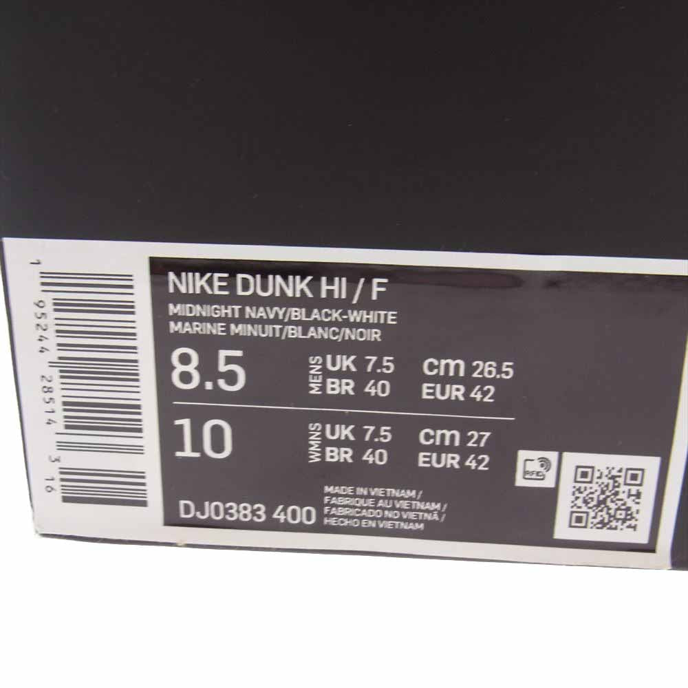 NIKE ナイキ DJ0383-400 FRAGMENT DUNK HI CITY PACK MIDNIGHT フラグメント ダンクハイ ハイカット スニーカー  ダークネイビー系 26.5cm【中古】