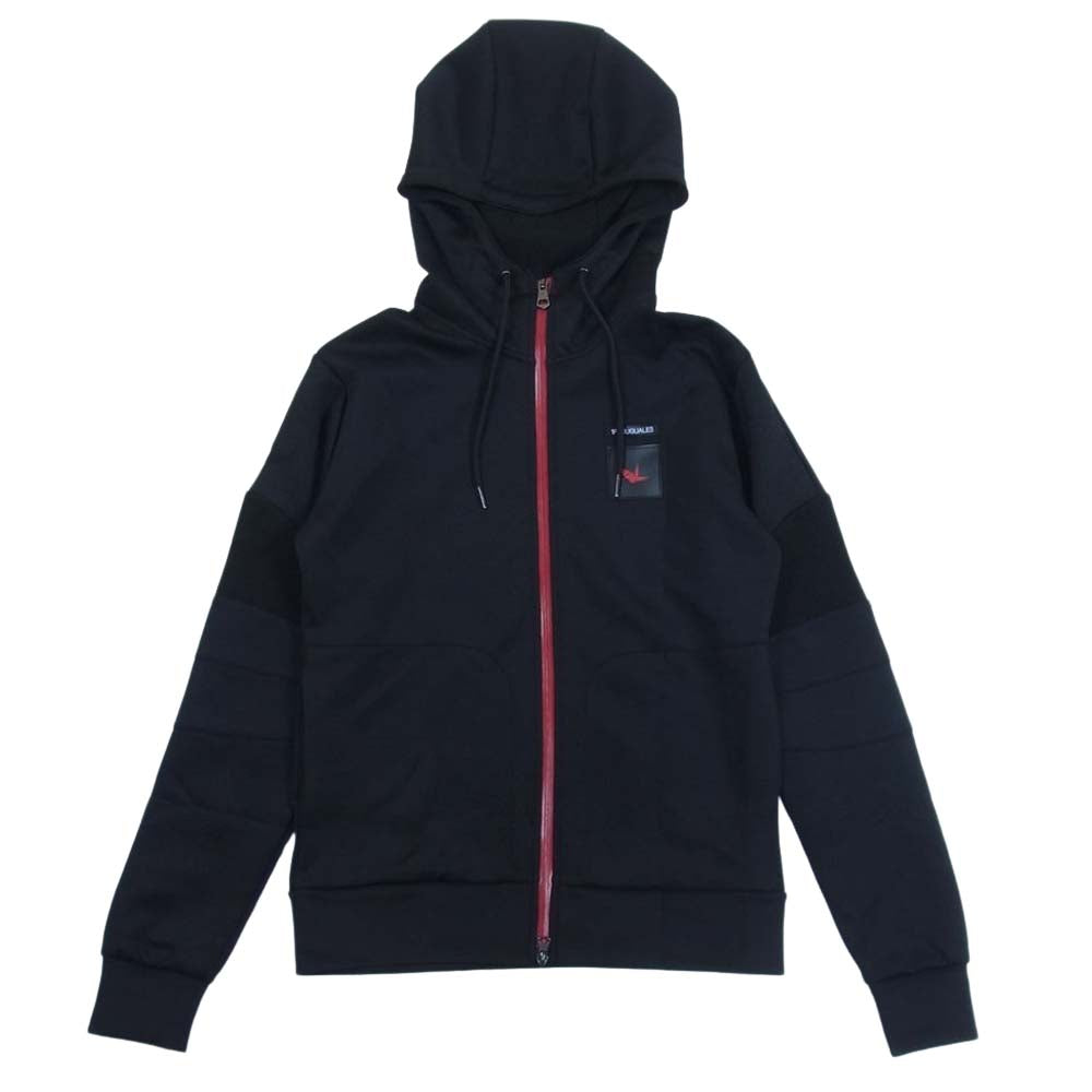 1piu1uguale3 ウノピュウノウグァーレトレ RELAX ロゴパッチ ジャージー ジップパーカー ブラック系 L【美品】【中古】
