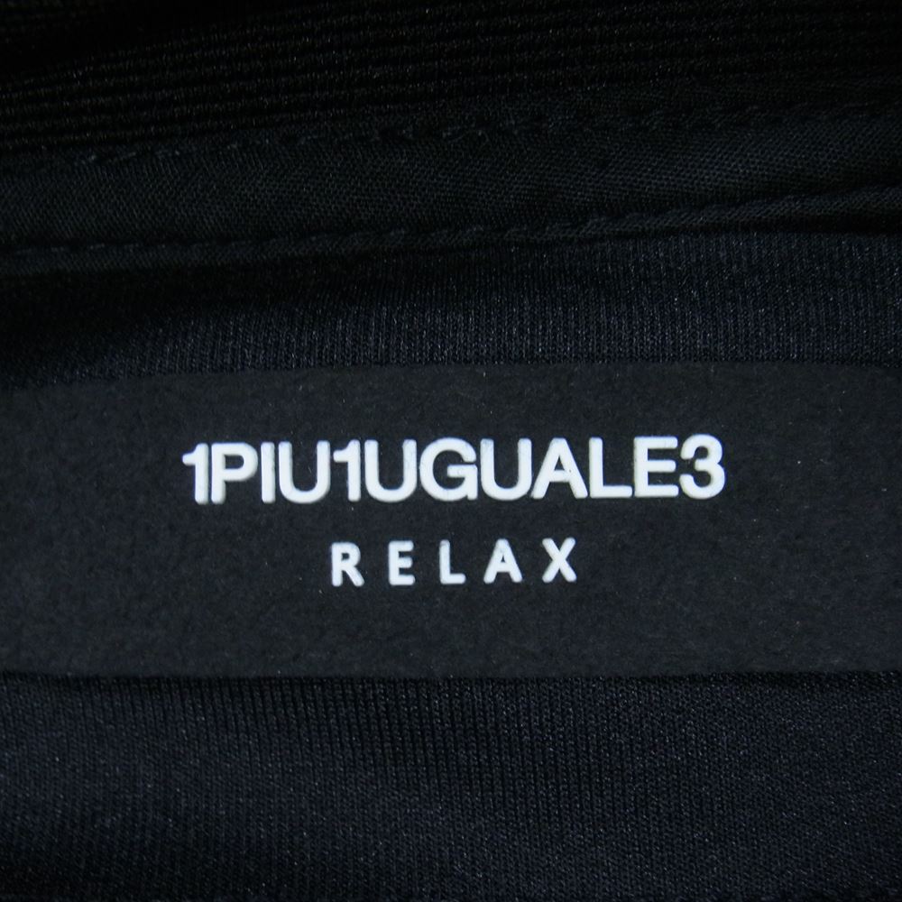 1piu1uguale3 ウノピュウノウグァーレトレ RELAX ロゴパッチ ジャージー ジップパーカー ブラック系 L【美品】【中古】