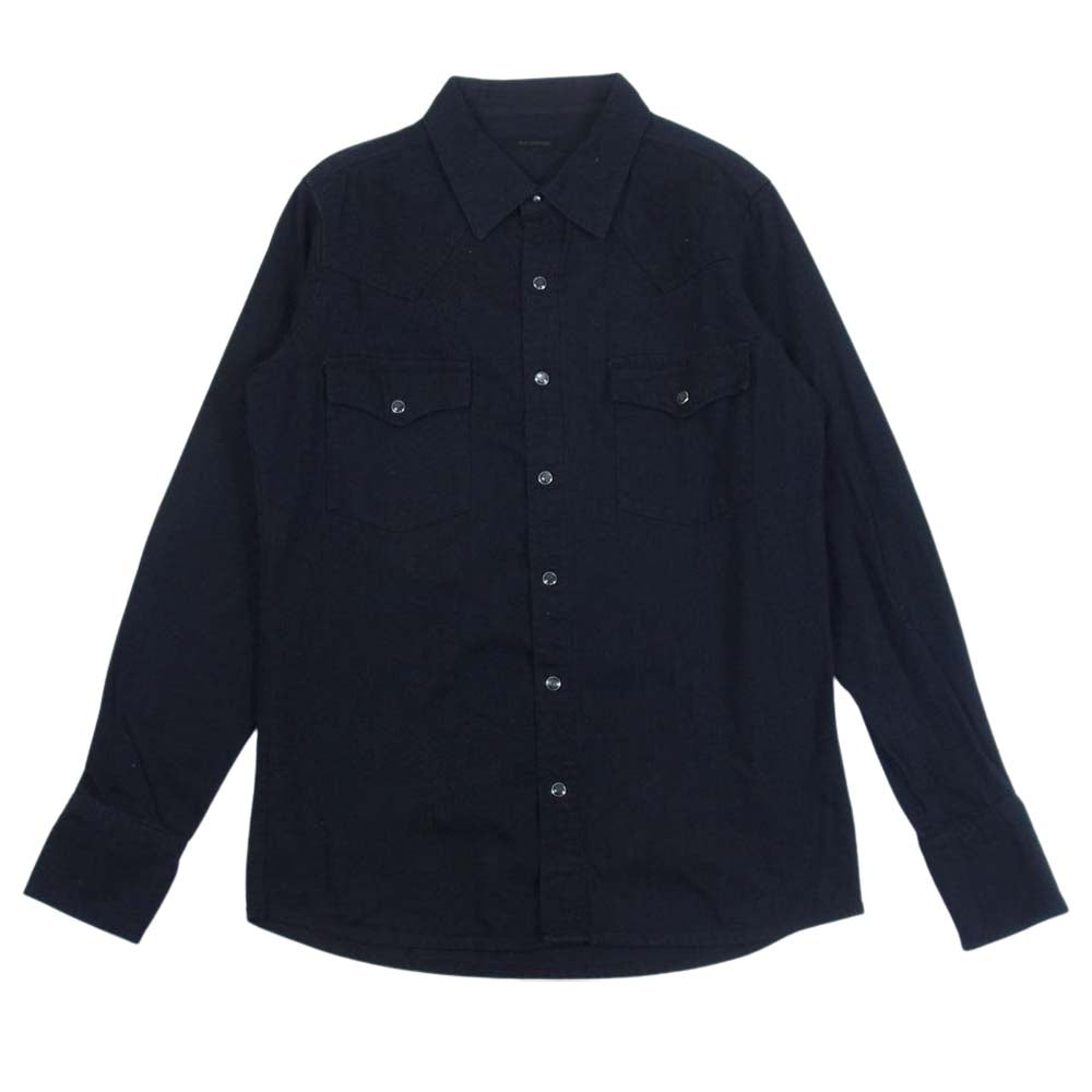 BACKBONE バックボーン BB15FW-S13 9oz DENIM WESTERN SHIRT バックプリント デニム ウエスタンシャツ ブラック系 L【美品】【中古】