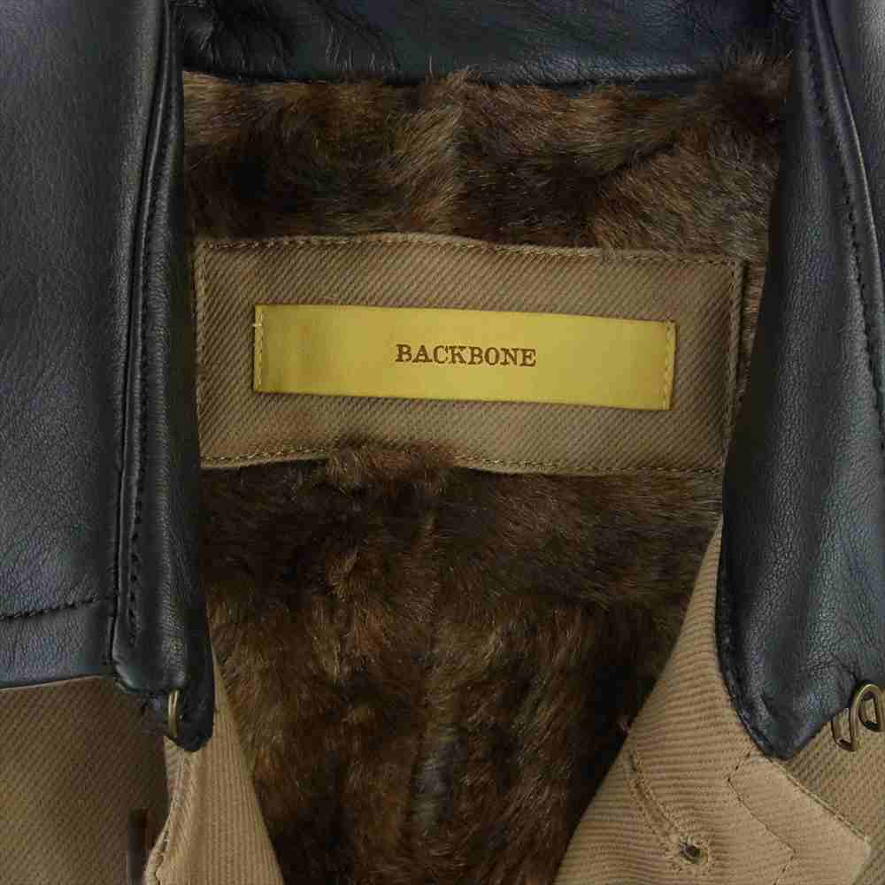 BACKBONE バックボーン BB14FW-CO15 COTTON KERSEY SINGLE TRENCH COAT 襟レザー 裏フェイクファー シングル トレンチ コート ブラウン系 L【中古】