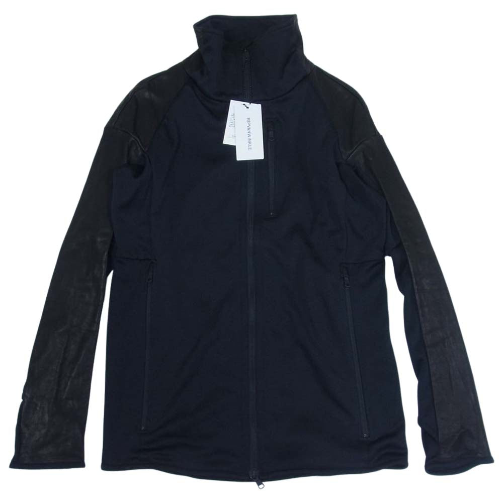 ripvanwinkle リップヴァンウィンクル RW-119 LEATHER JERSEY JACKET レザー ジャージー トラックジャケット ブラック系 5【極上美品】【中古】