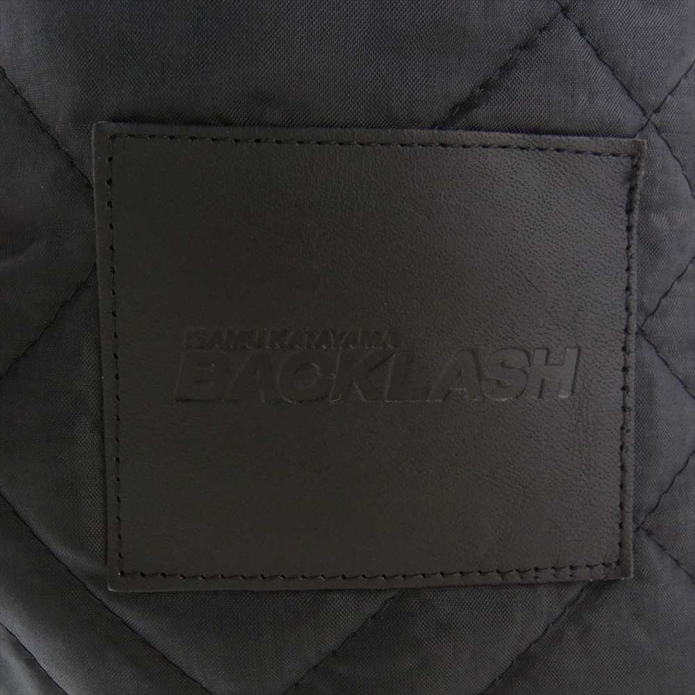 ISAMUKATAYAMA BACKLASH イサムカタヤマバックラッシュ 1579-02R ロイヤルフラッシュ別注 襟レザー バック刺繍 シルク スカジャン ブラック系 M【極上美品】【中古】