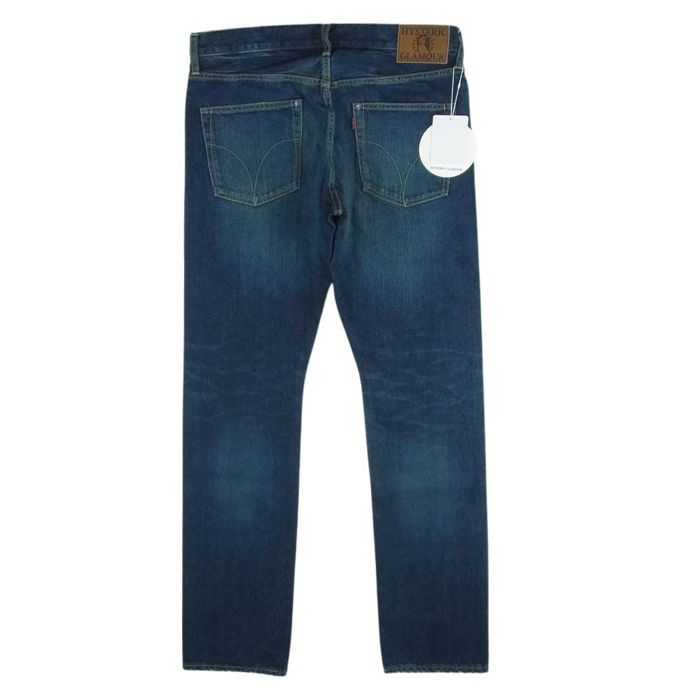 HYSTERIC GLAMOUR ヒステリックグラマー 0291AP20 RW CLASH加工 デニム スリム ストレート パンツ インディゴブルー系 W32 L32【新古品】【未使用】【中古】