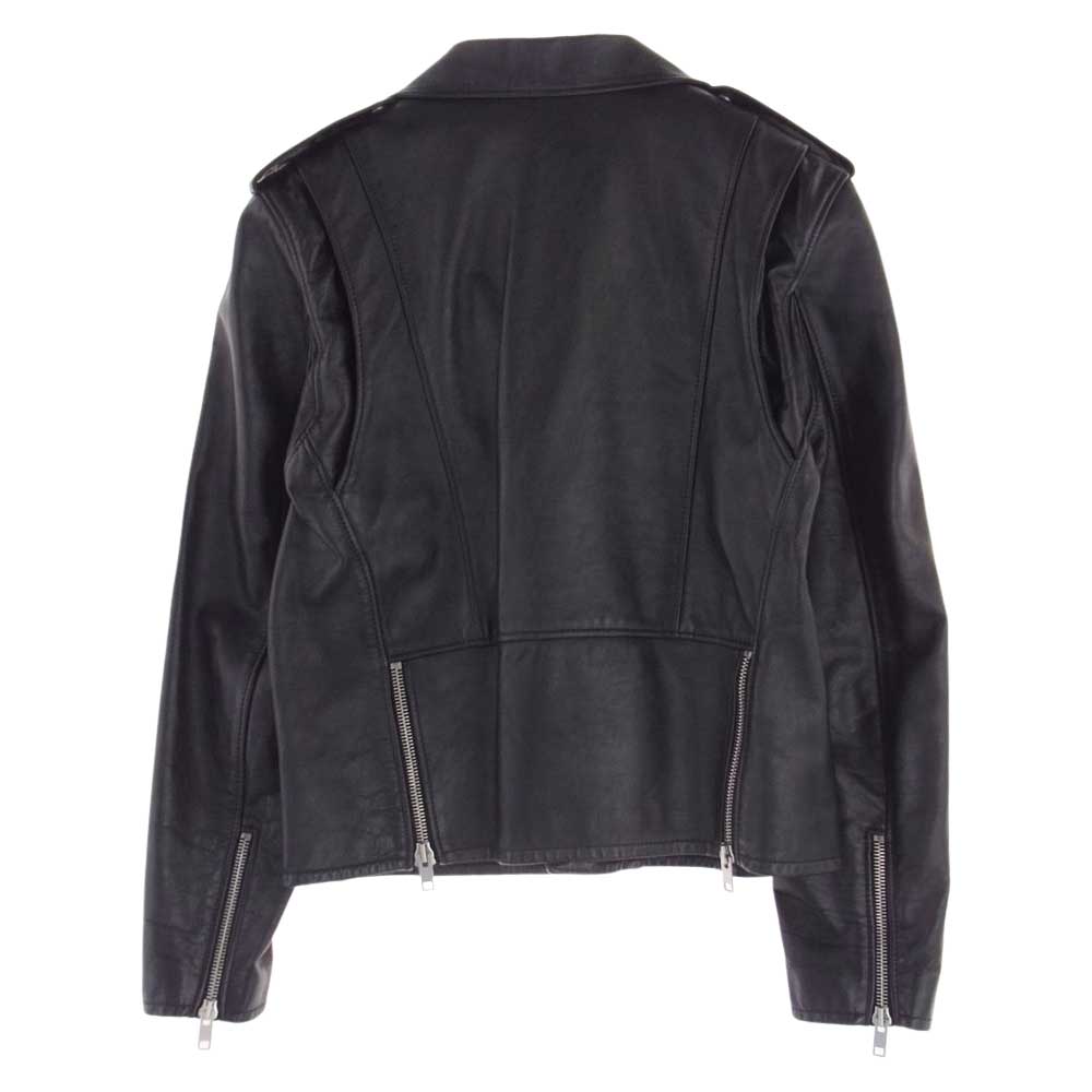 CELINE セリーヌ 2E158297D Biker Leather Jacket クラシック モーター バイカー レザー ダブル ライダース ジャケット ブラック系 50【中古】