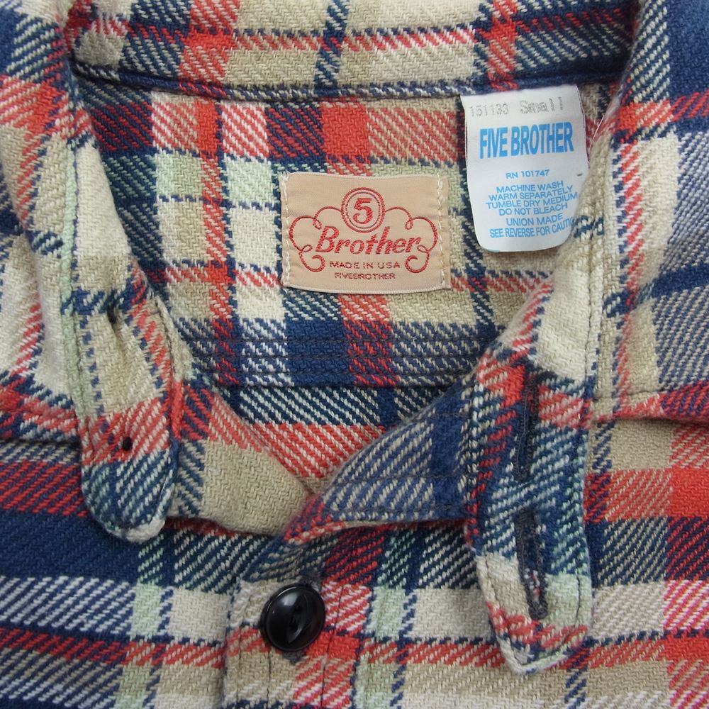 FIVE BROTHER ファイブブラザー 復刻 USA製 ヘビーネル チェック シャツ マルチカラー系 S【中古】