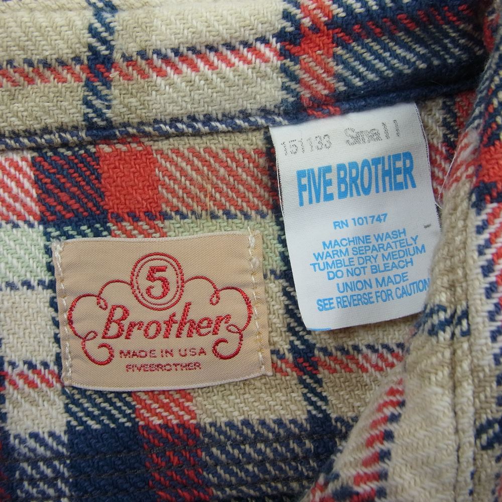FIVE BROTHER ファイブブラザー 復刻 USA製 ヘビーネル チェック シャツ マルチカラー系 S【中古】