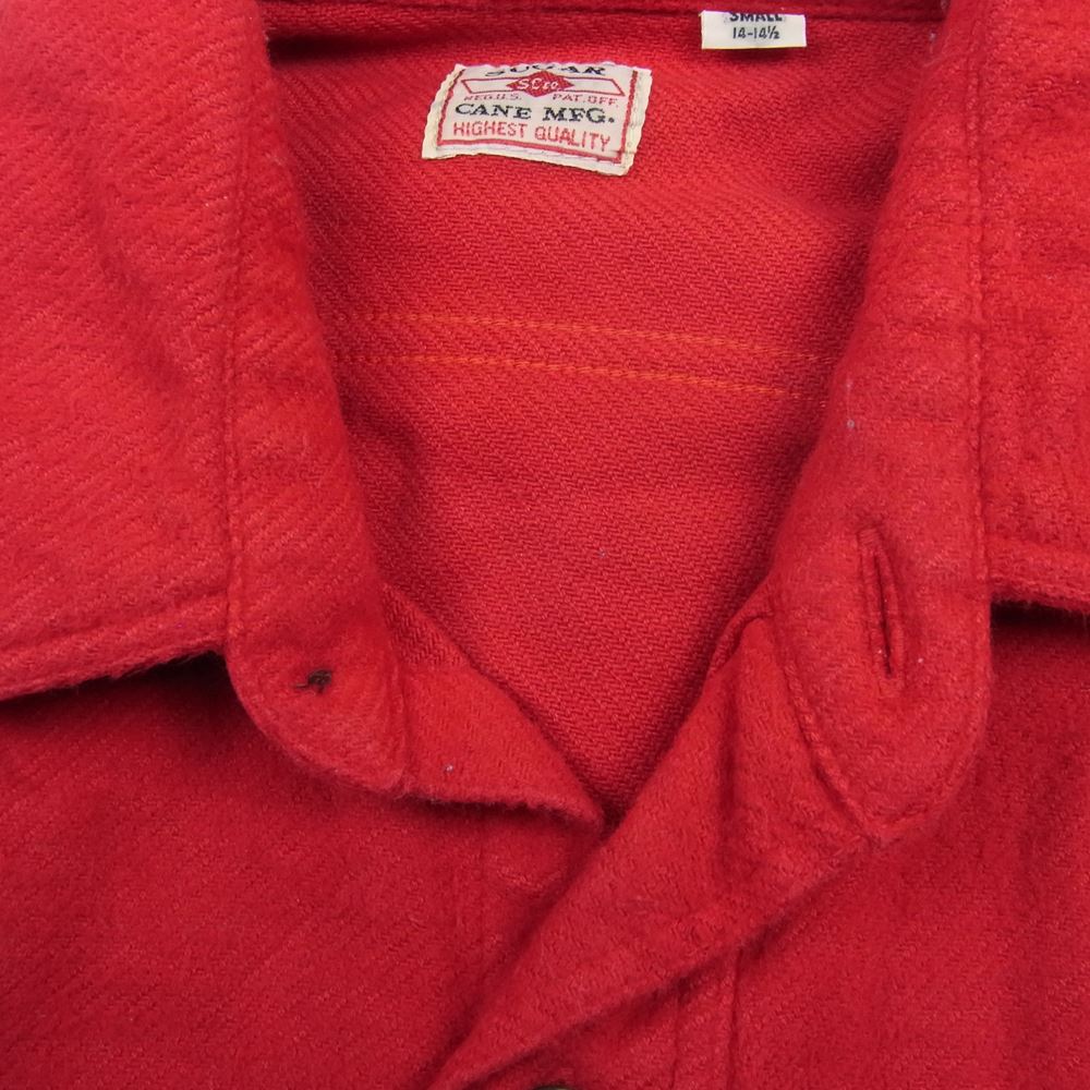 SUGAR CANE シュガーケーン SC27961 SOLID TWILL WORK SHIRT ソリッド ツイル ワーク シャツ レッド系 S【中古】