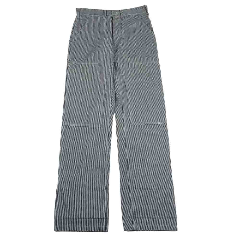 児島ジーンズ ヒッコリー ストライプ ペインター パンツ ブラック系 ホワイト系 32【中古】