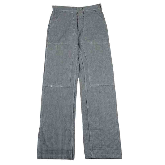 児島ジーンズ ヒッコリー ストライプ ペインター パンツ ブラック系 ホワイト系 32【中古】
