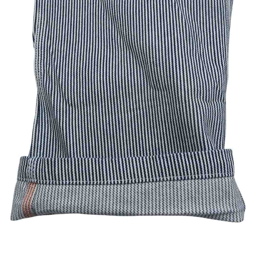 児島ジーンズ ヒッコリー ストライプ ペインター パンツ ブラック系 ホワイト系 32【中古】