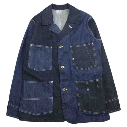 SUGAR CANE シュガーケーン FREE LAND 12oz. BLUE DENIM WORK COAT カバーオール ジャケット インディゴブルー系 36【中古】