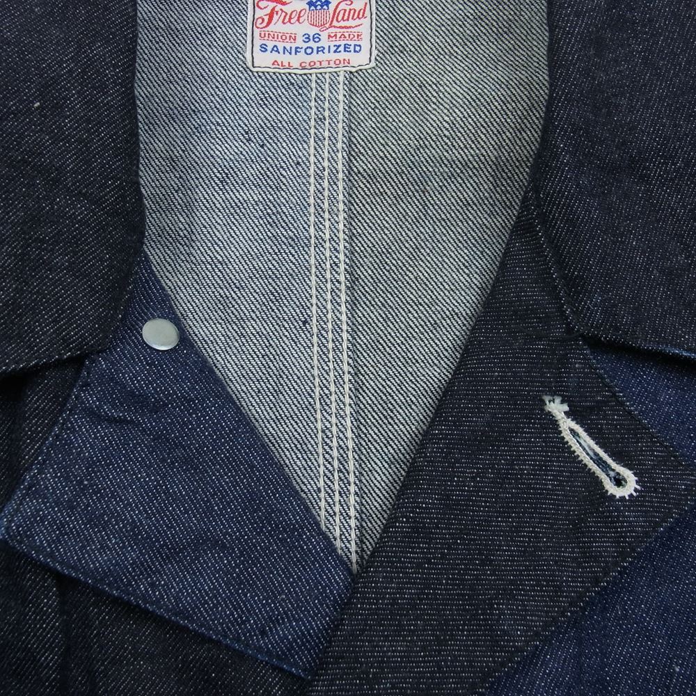 SUGAR CANE シュガーケーン FREE LAND 12oz. BLUE DENIM WORK COAT カバーオール ジャケット インディゴブルー系 36【中古】