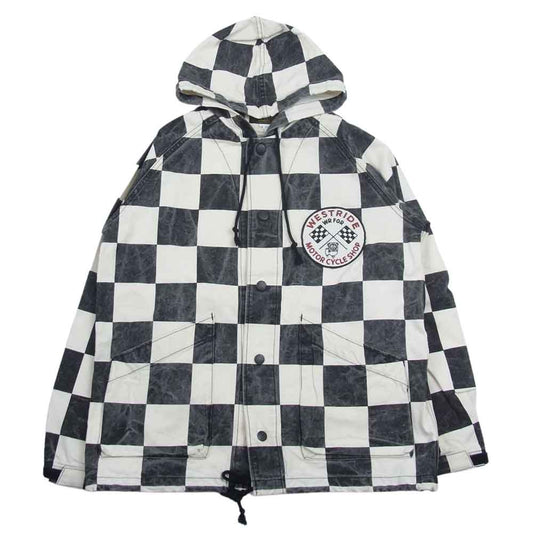 ウエストライド CHECKER HOODIE チェッカーフラッグ フーディー ジャケット ブラック系 ホワイト系 38【中古】