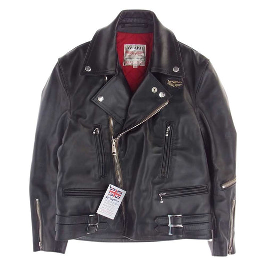 Lewis Leathers ルイスレザー 391 LIGHTNING HORSEHIDE REGULAR FIT ライトニング ホースハイド レギュラーフィット ベージュジップ キルティング ライダース ジャケット ブラック系 36【極上美品】【中古】