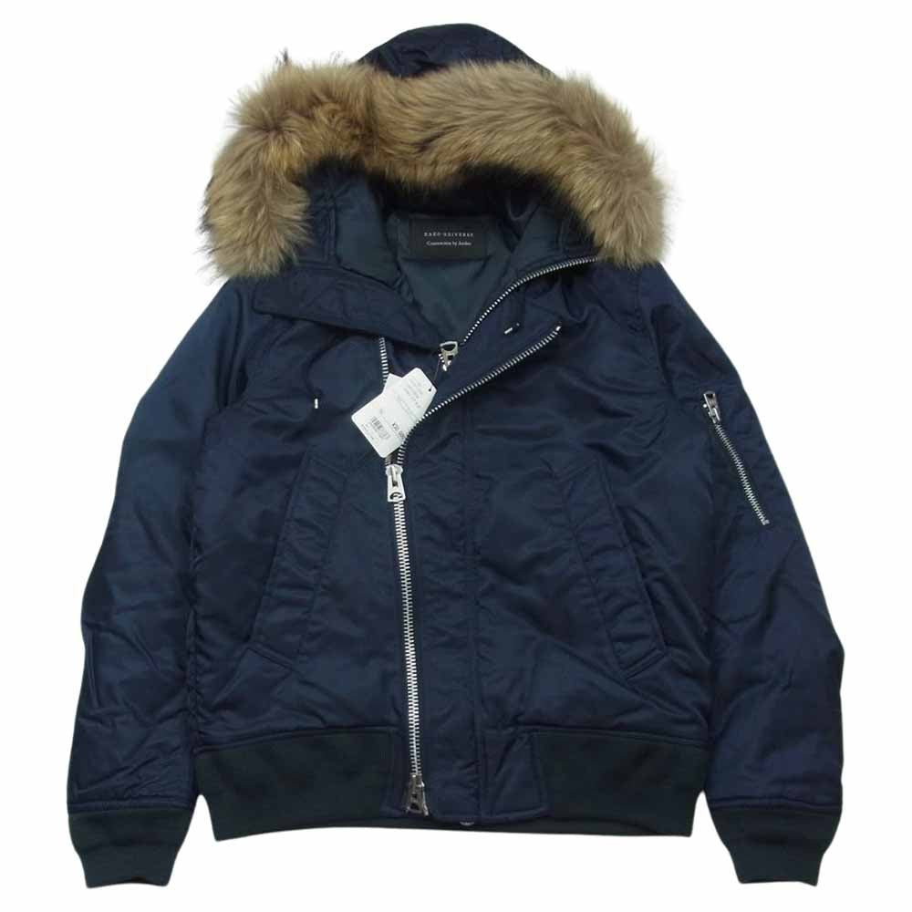 nano universe ナノユニバース NUC43CT0787SH N-2B チャイニーズラクーンファー ダブルジップ フライトジャケット ブルゾン ダークネイビー系 S【極上美品】【中古】