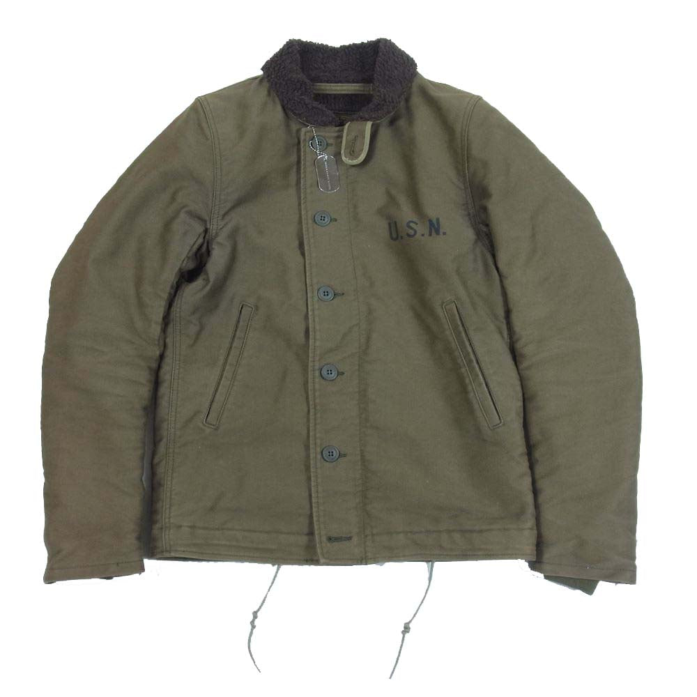 マーカ B07C-C01002C BLACK LABEL N-1 DECK JACKET 裏アルパカ混ウールボア デッキ ジャケット  カーキ系 2【中古】