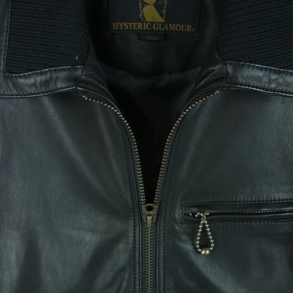 HYSTERIC GLAMOUR ヒステリックグラマー 0221LB01 ラム レザー ジャケット ブルゾン 中国製 ブラック系 S【中古】