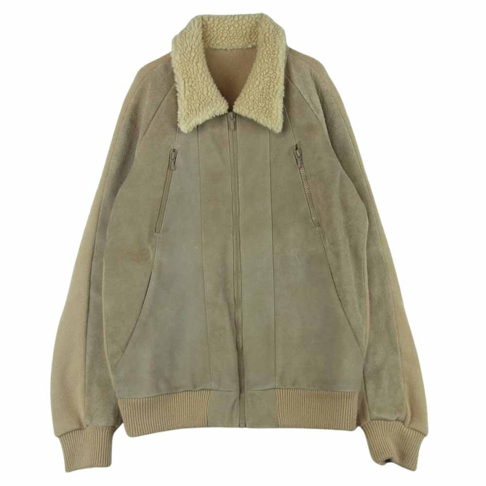NUMBER(N)INE ナンバーナイン 03AW カート期 アーカイブ 宮下貴裕本人期 襟ボア ニット切替 カウスエード レザー ジャケット ベージュ系 グレイッシュブラウン系【中古】