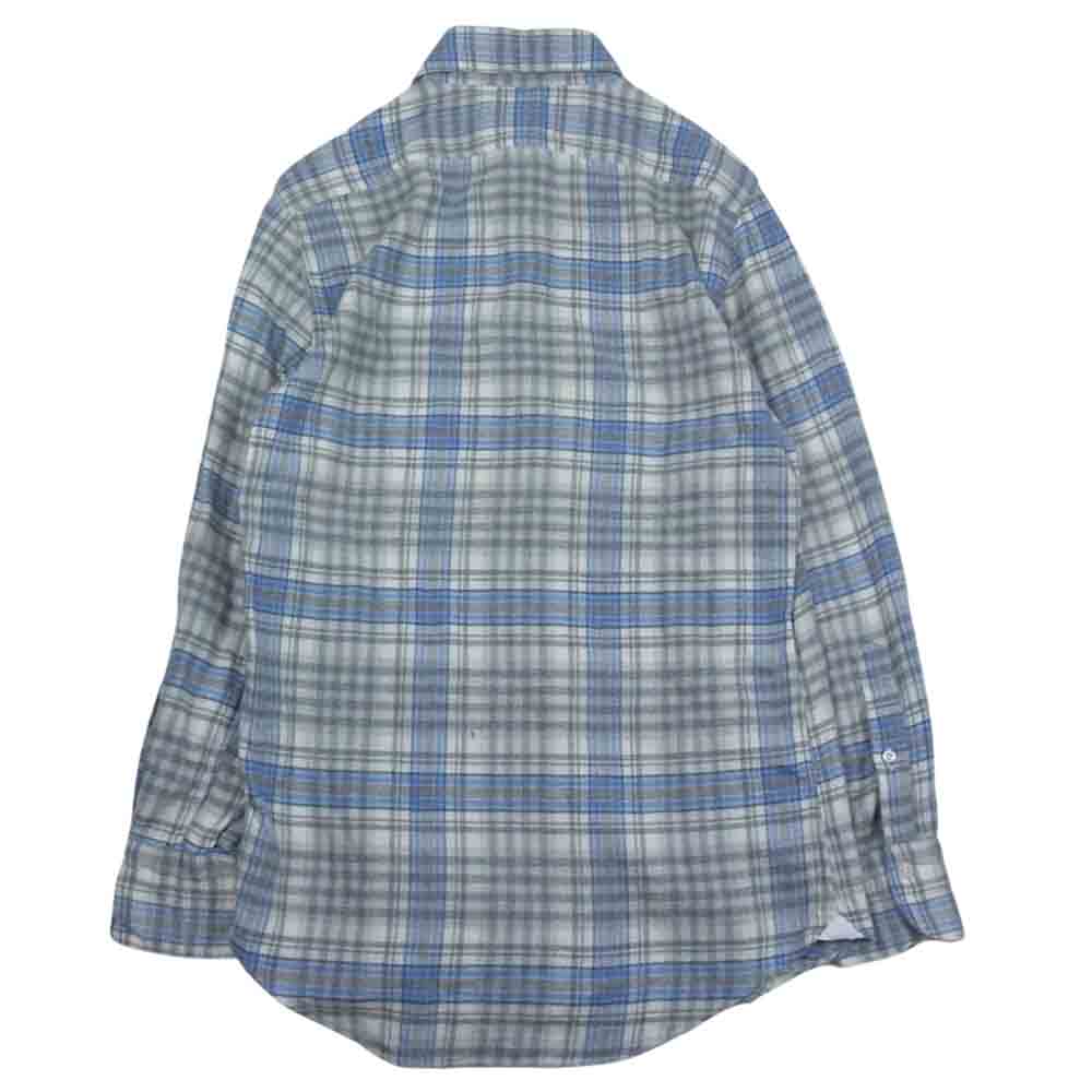 フィナモレ イタリア製 タルカラー チェック 長袖 ネル シャツ グレー系 S【中古】