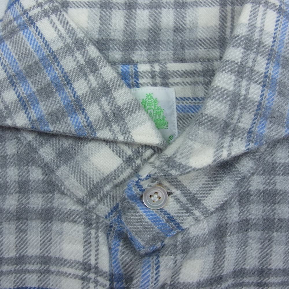 フィナモレ イタリア製 タルカラー チェック 長袖 ネル シャツ グレー系 S【中古】