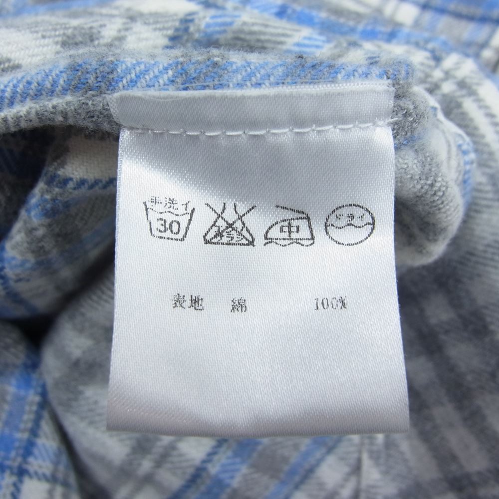 フィナモレ イタリア製 タルカラー チェック 長袖 ネル シャツ グレー系 S【中古】