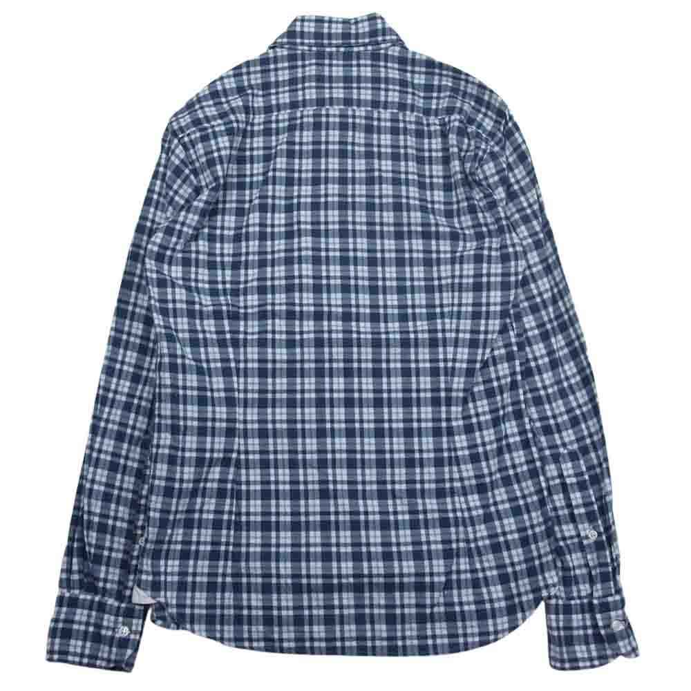 ORIAN オリアン タルカラー チェック 長袖 シャツ ネイビー系 XS【中古】