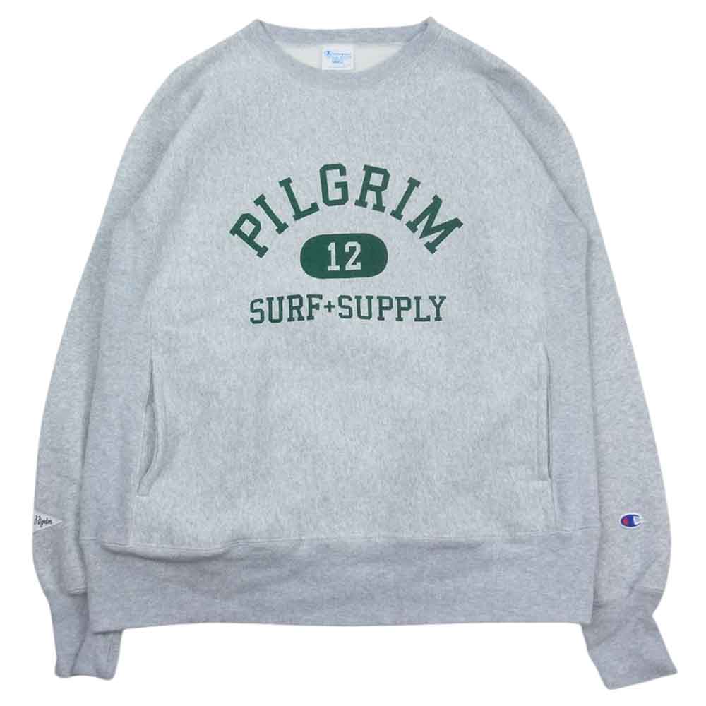 ピルグリム サーフ＋サプライ Reverse Weave Crew Neck Sweatshirt リバースウィーブ カレッジロゴ スウェット 単色タグ レプリカ グレー系 S【中古】