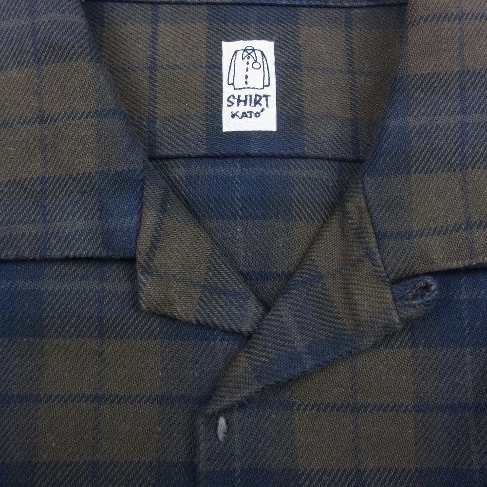 KATO カトー コットン 長袖 チェック シャツ ネイビー系 M【中古】