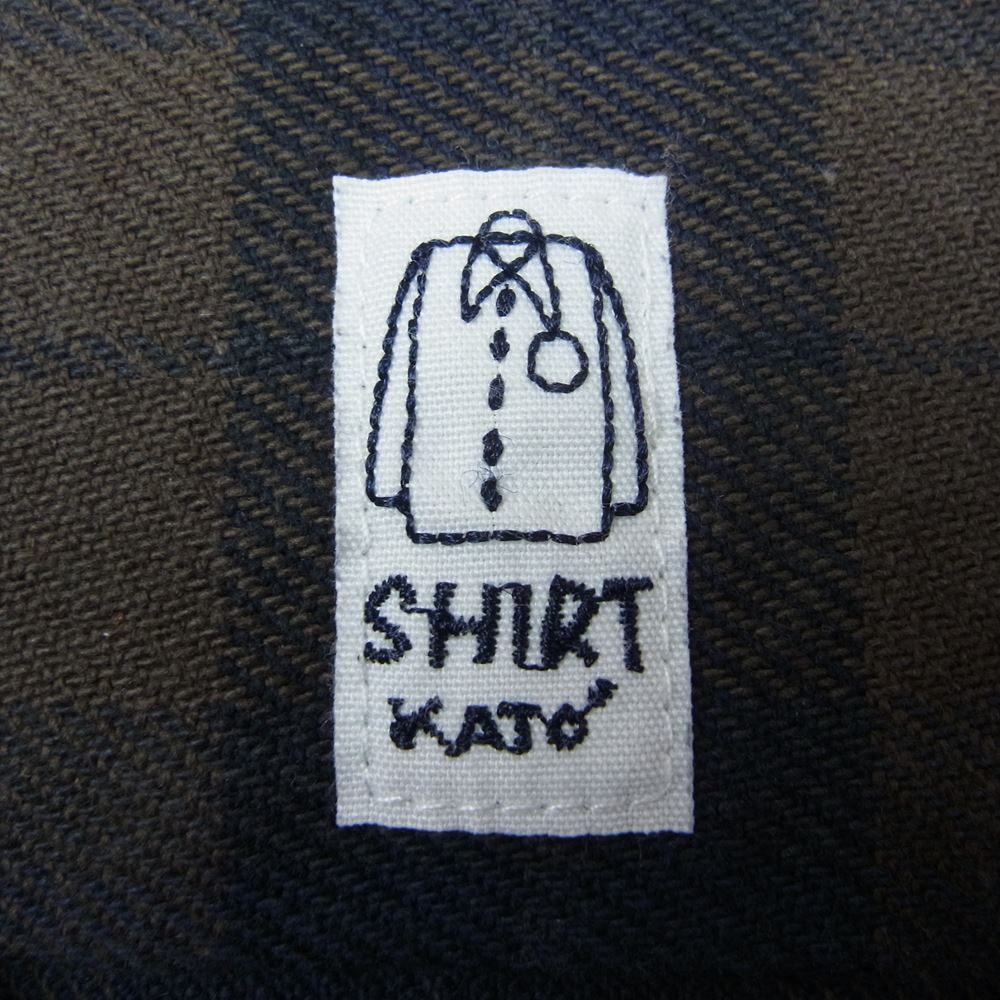 KATO カトー コットン 長袖 チェック シャツ ネイビー系 M【中古】