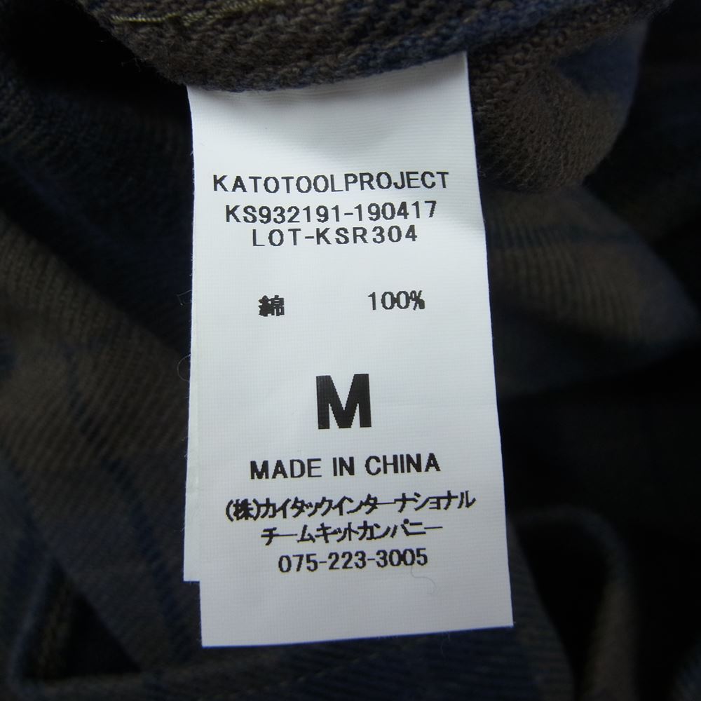 KATO カトー コットン 長袖 チェック シャツ ネイビー系 M【中古】