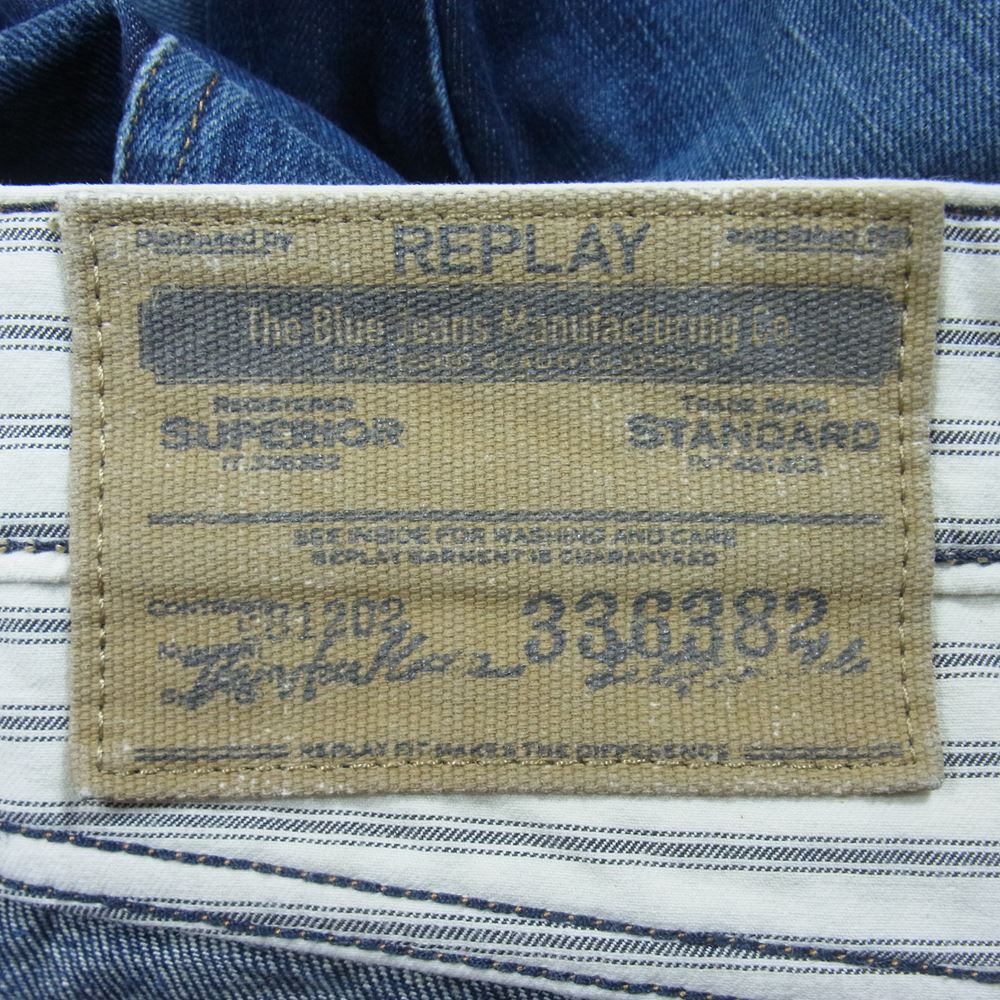 REPLAY リプレイ DENIM JENNON M909R ボタン フライ ダメージ加工 デニム パンツ インディゴブルー系【中古】